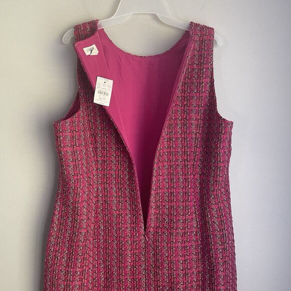 J. Crew Tweed Dress Sleeveless Pink Brown Career Party Cocktail Barbie Colorful - Picture 9 of 16